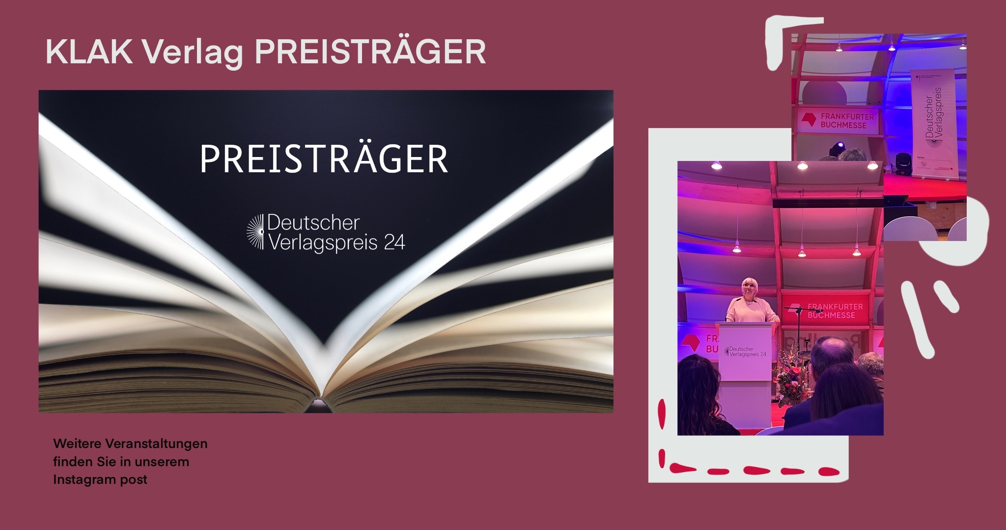 Du betrachtest gerade KLAK unter den Preisträgern: Deutscher Verlagspreis 2024 verliehen – Kulturstaatsministerin Roth: „Unabhängige Verlage für ihren Einsatz für die Kultur und Demokratie würdigen“