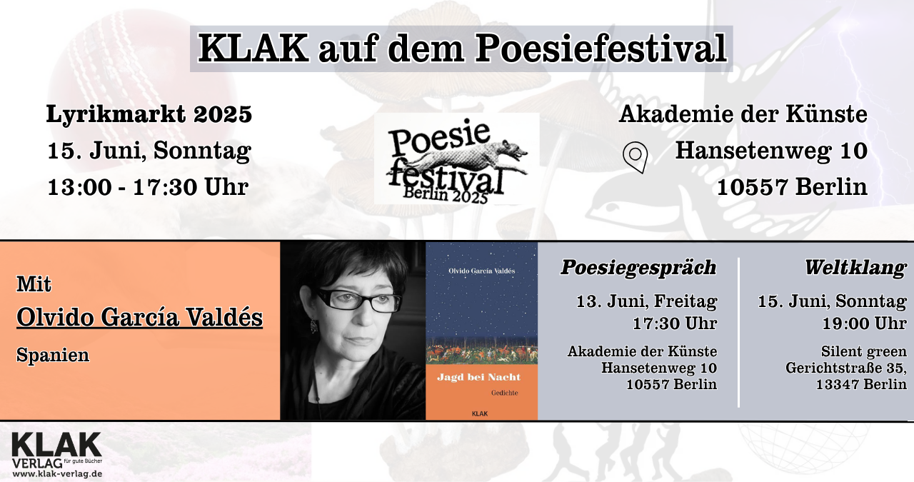 Du betrachtest gerade KLAK auf dem Poesiefestival 2025 | Gast Olvido García Valdés (Spanien)