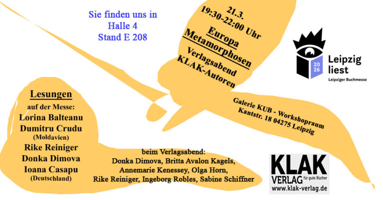 Mehr über den Artikel erfahren 19.-22. März: KLAK auf der Leipziger Buchmesse | Halle 4, Stand E208