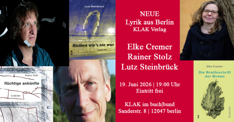 Mehr über den Artikel erfahren 19. Juni bei KLAK im buch|bund | Neue Lyrik aus Berlin